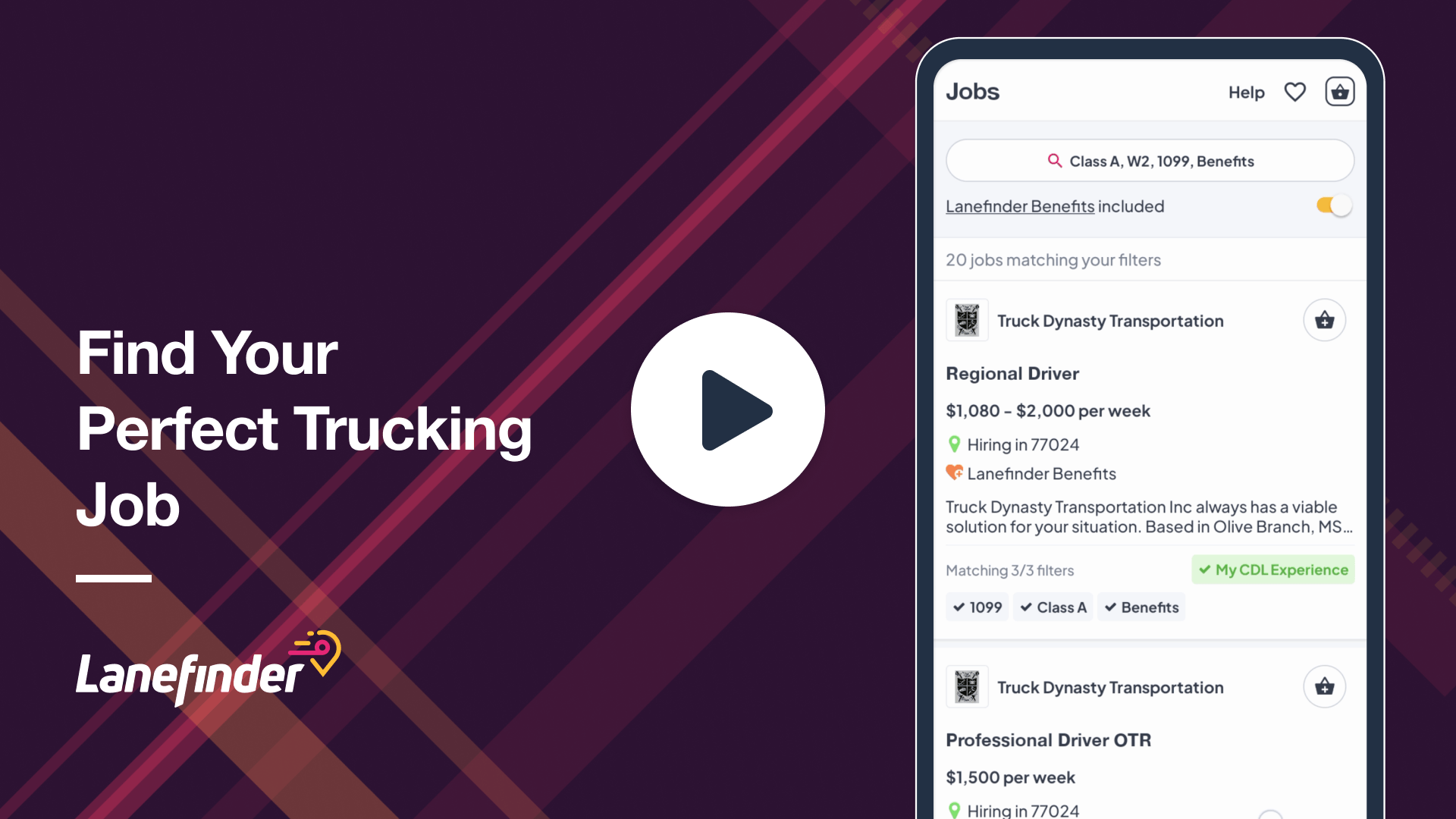 Find Your Perfect Trucking Job Video Play Button